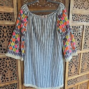 Philosophy Grey and White Striped Dress